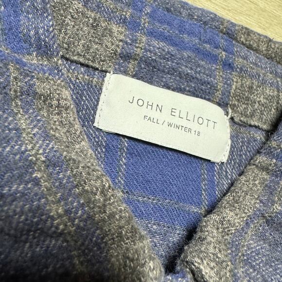 John Elliott Men's Plaid Flannel Blue Gray Fall/Winter 18 Button Up Sz 1 Xs/S - Picture 2 of 7